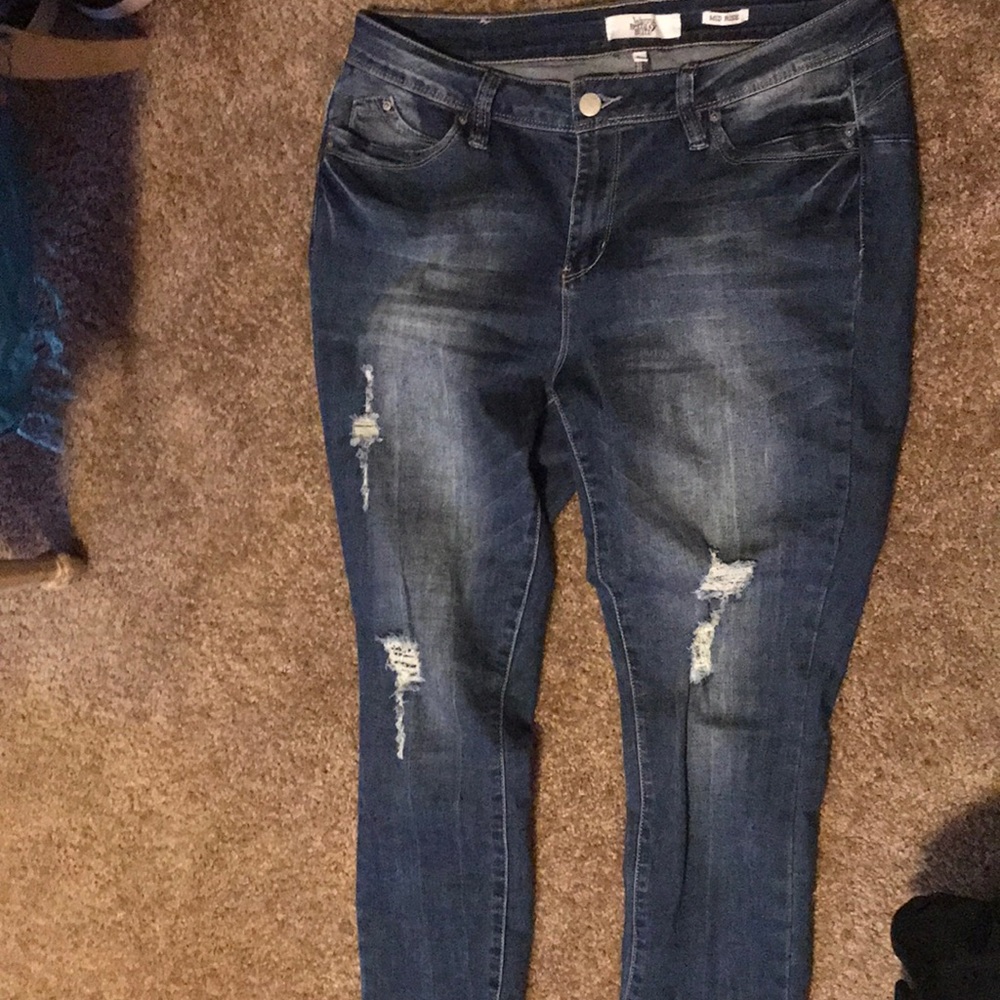 Faded blue  ripped jeans